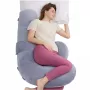 Momcozy PP007 F-förmiges Schwangerschaftskissen, samtgrau