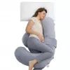 Momcozy PP007 F-förmiges Schwangerschaftskissen, samtgrau