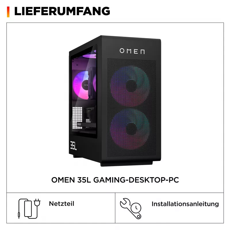 OMEN Desktop Gaming PC GT16-1171ng - AMD Ryzen 7 9800X3D, 32 GB RAM, 2 TB SSD, GeForce RTX 5070Ti, Win