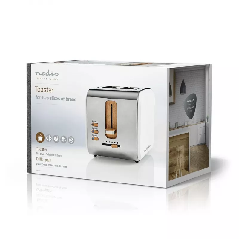 Nedis KABT510EWT Toaster, 2 breite Schlitze, Soft-Touch, weiß