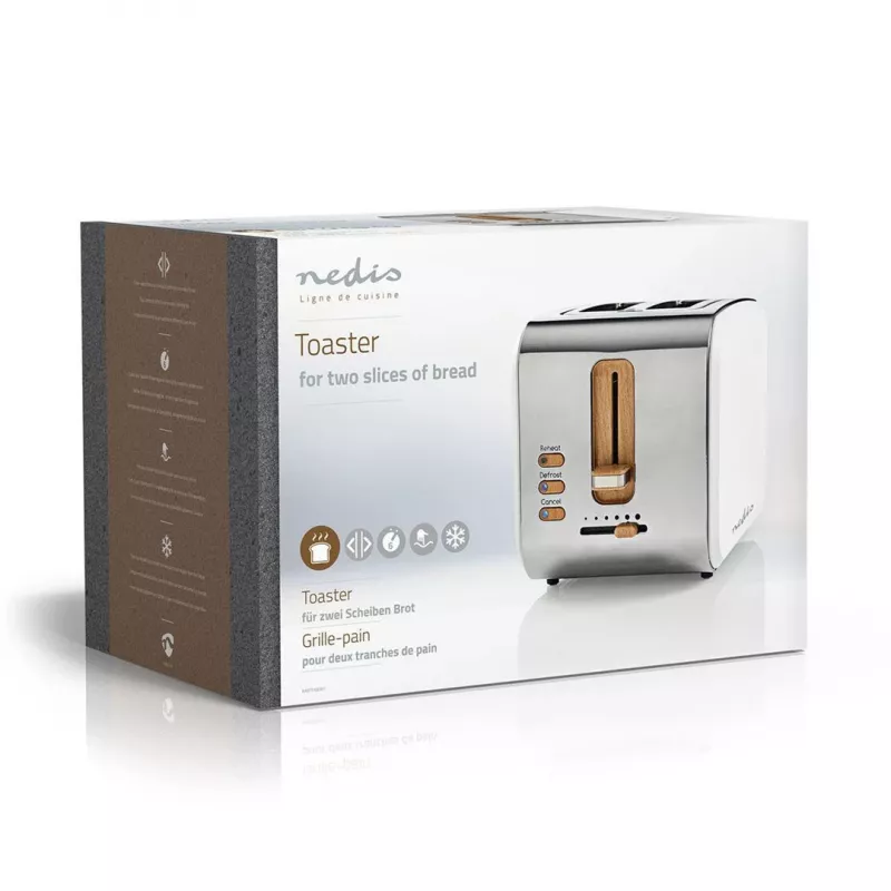 Nedis KABT510EWT Toaster, 2 breite Schlitze, Soft-Touch, weiß