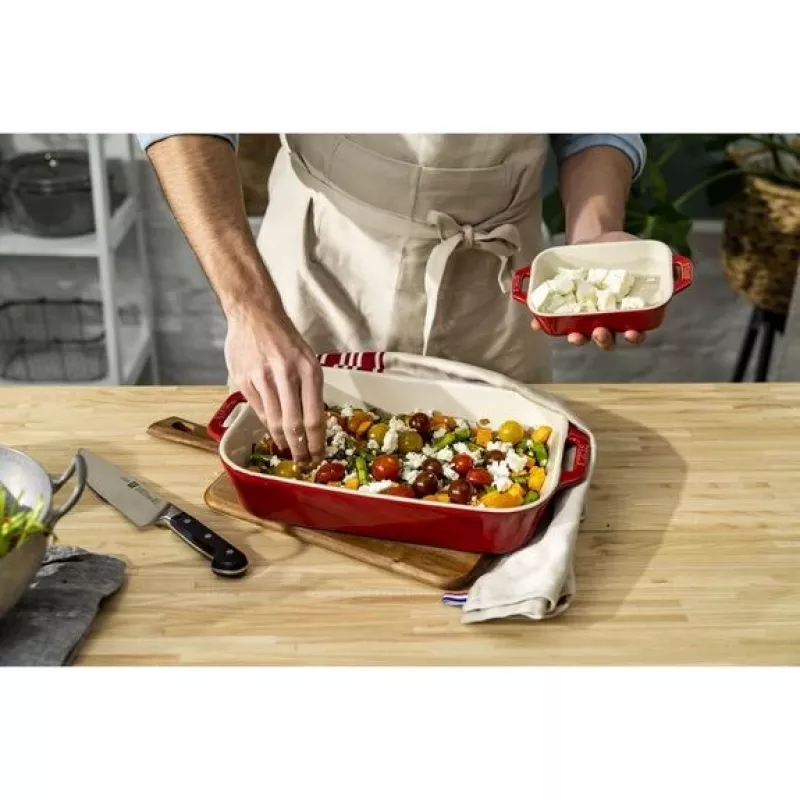 ZWILLING Staub Keramik rechteckiges Backset 3 Stück, rot, max. 300°C