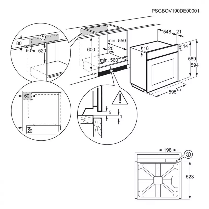 Einbau-Elektrobackofen AEG Serie 5000 OU5AB20SM – 72 l, A+, Edelstahl/Schwarz, Touch- und Drehregler