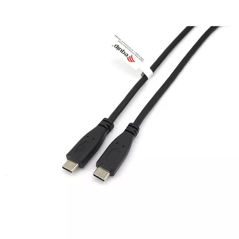USB-C-auf-USB-C-Kabel 2.0 EQUIP 128833, 0,5 m, PD 60 W, 0,48 Gbit/s, vernickelte Kontakte, schwarz