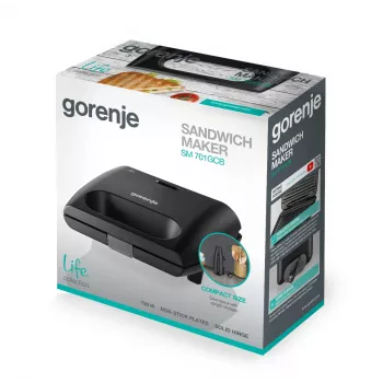 Gorenje | Mini-Grill | SM701GCB | Kontaktgrill | 700 W | Schwarz
