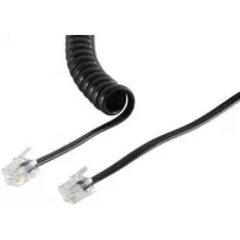 ShiverPeaks S-Impuls 70133-KOMSA Spiralkabel für Telefonhörer RJ10 auf RJ10, 2 m, Schwarz