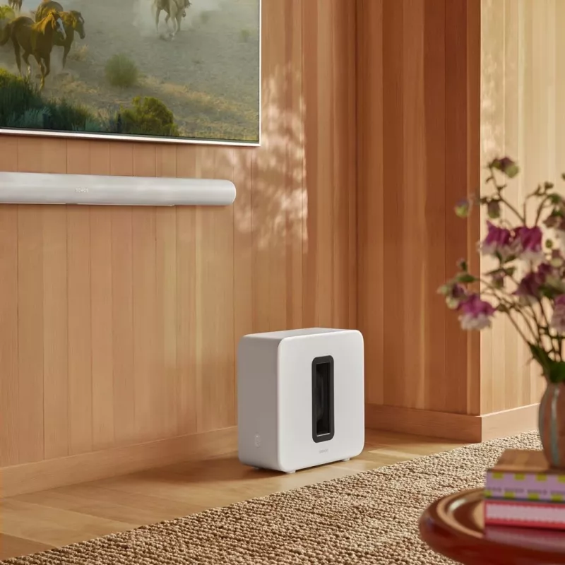 Aktiver Subwoofer Sonos Sub 4 – Class-D-Verstärker, AC 110–240 V, 40,2 × 15,8 × 38,9 cm, Schwarz oder Weiß