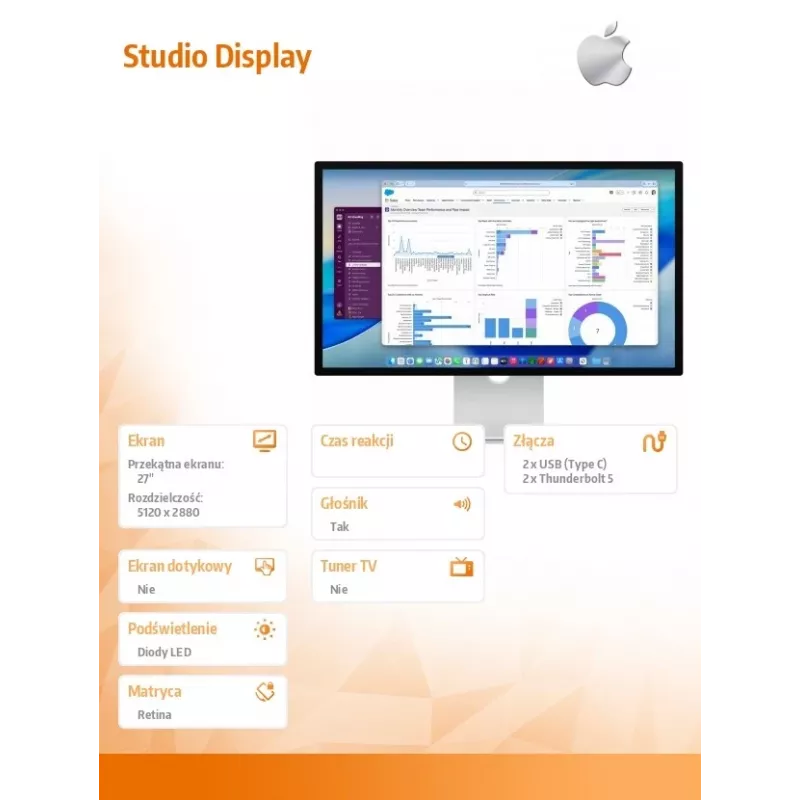 Apple Studio Display Monitor (Standardglas) mit neig- und höhenverstellbarem Standfuß