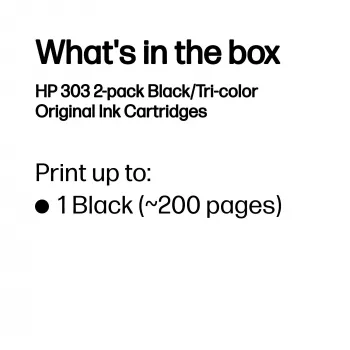 HP 303 2er-Pack Schwarz/Dreifarbig Original Tintenpatronen, Standard-Reichweite, Schwarz, Cyan, Magenta, Gelb, Pigmenttinte, Farbstofftinte, 4 ml, 4 ml