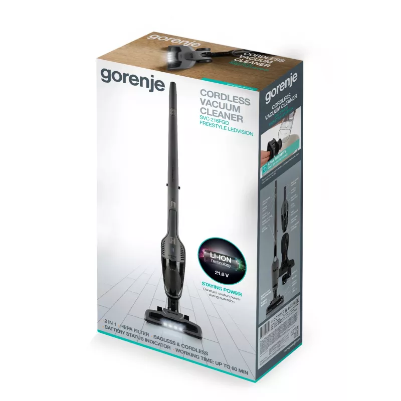 Gorenje SVC216FGD 2-in-1-Stabstaubsauger Batterie Trocken HEPA Schwarz