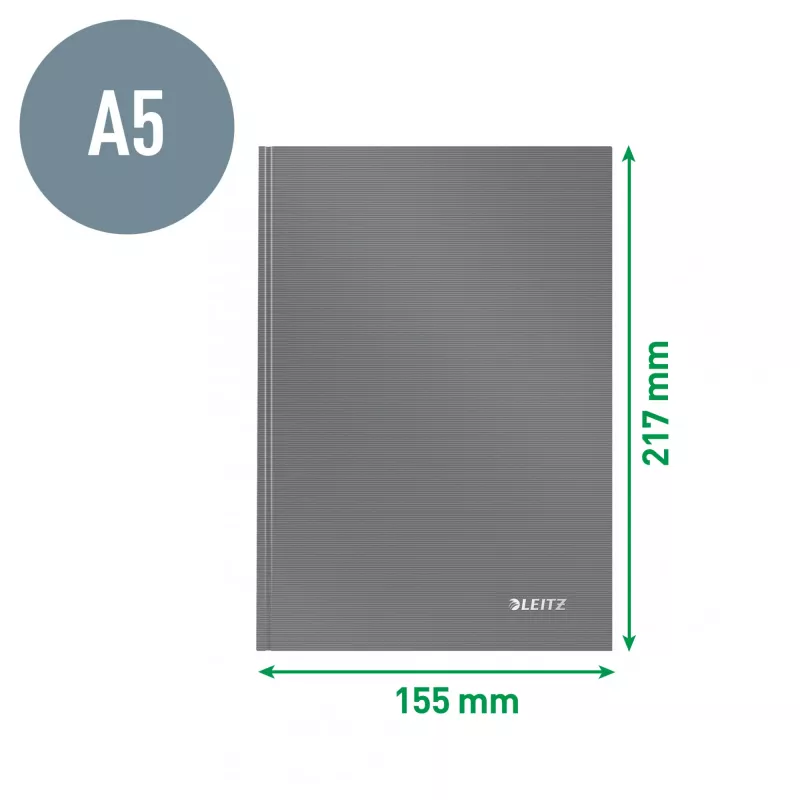 Leitz Notebook Solid Hardcover A5 Liniert 90 g 80 Blatt, Monochromatisch, Schwarz, A5, 80 Blatt, Glänzend, 80 g/m²