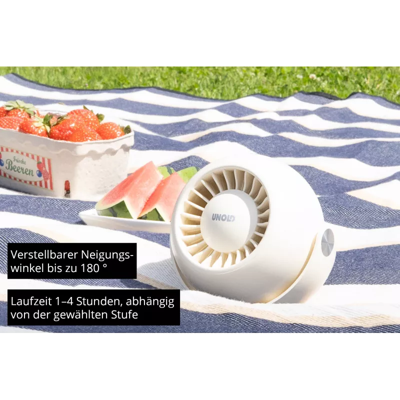 Unold Breezy Bowl 86679 kompakter persönlicher Ventilator, schwarz/blau