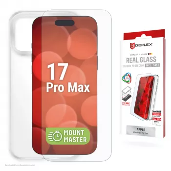 Displayschutzfolie und Hülle für Apple iPhone 17 Pro Max von e.v.i. — Gehärtetes Glas, Transparent, Kratz- & Schlagfest