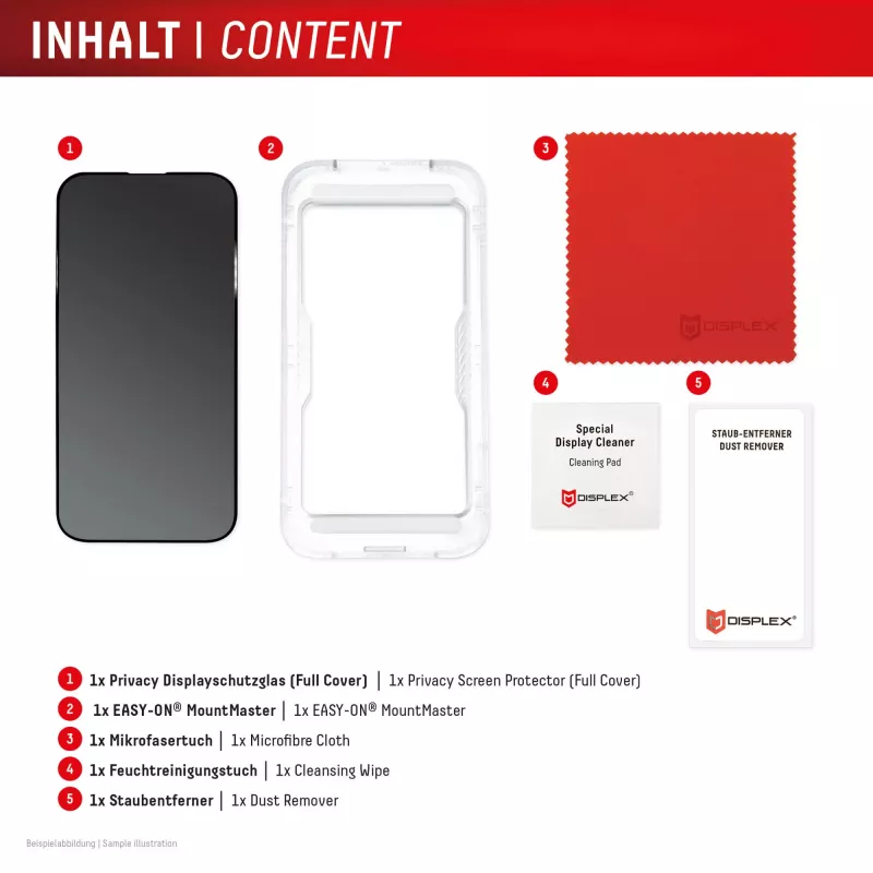 Privacy Panzerglas Displayschutz e.v.i. Displex (10H) für Apple iPhone 16e/17e mit Sichtschutzfilter, stoß- und kratzfest