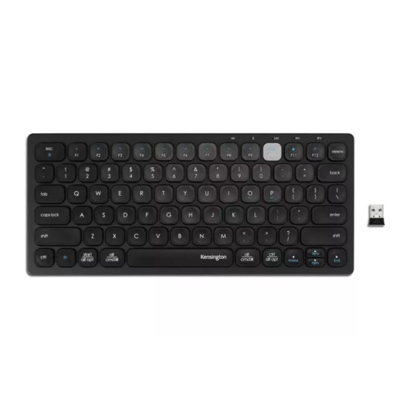 Kensington Dual Wireless Compact Tastatur - BE, Mini, Wireless, RF Wireless + Bluetooth, AZERTY, Schwarz