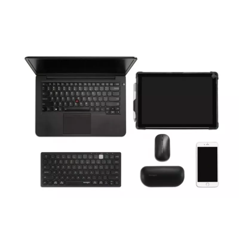 Kensington Dual Wireless Compact Tastatur - BE, Mini, Wireless, RF Wireless + Bluetooth, AZERTY, Schwarz