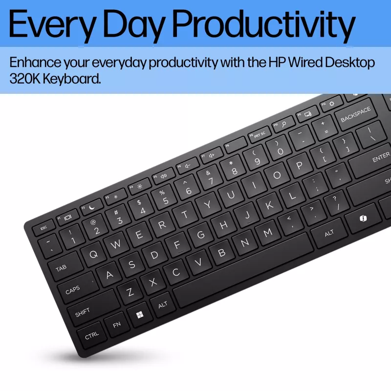 HP Wired Desktop 320K Tastatur Full-Size USB Membrane Schwarz