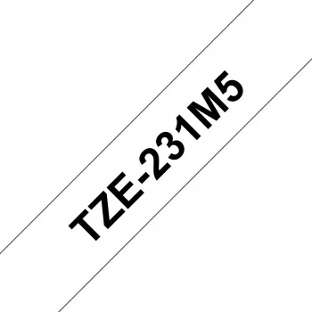 Etikettenband Brother TZE-231M5 Schwarz auf weiß 1,2 cm x 8 m