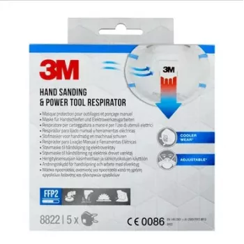 3M Cool Flow 8822 FFP2 NR D Einweg-Atemschutzmasken, 5 Stück (8822PRO5)