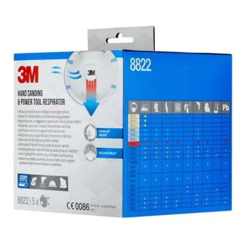 3M Cool Flow 8822 FFP2 NR D Einweg-Atemschutzmasken, 5 Stück (8822PRO5)