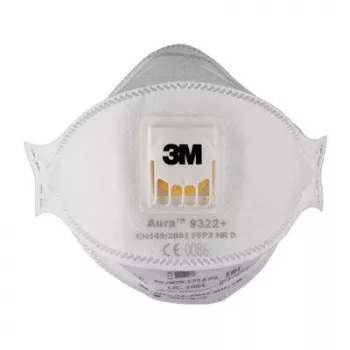3M Aura Comfort Cool Flow 9322+ FFP2 NR D Einweg-Atemschutzmasken, 5 Stück (9322PRO5)