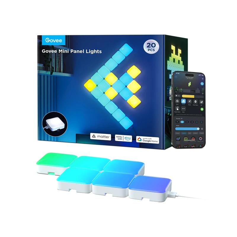 Smart-Beleuchtungspanel Govee Mini Leuchtpaneele — Wi‑Fi & Bluetooth, weiß, Eingang 36 V