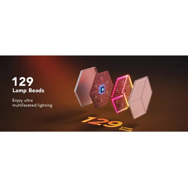 Smartes Wandleuchten-Set Govee Glide Hexagon Light Panels Ultra Erweiterungspack – Wi-Fi/Bluetooth, 36 V Eingang, grau