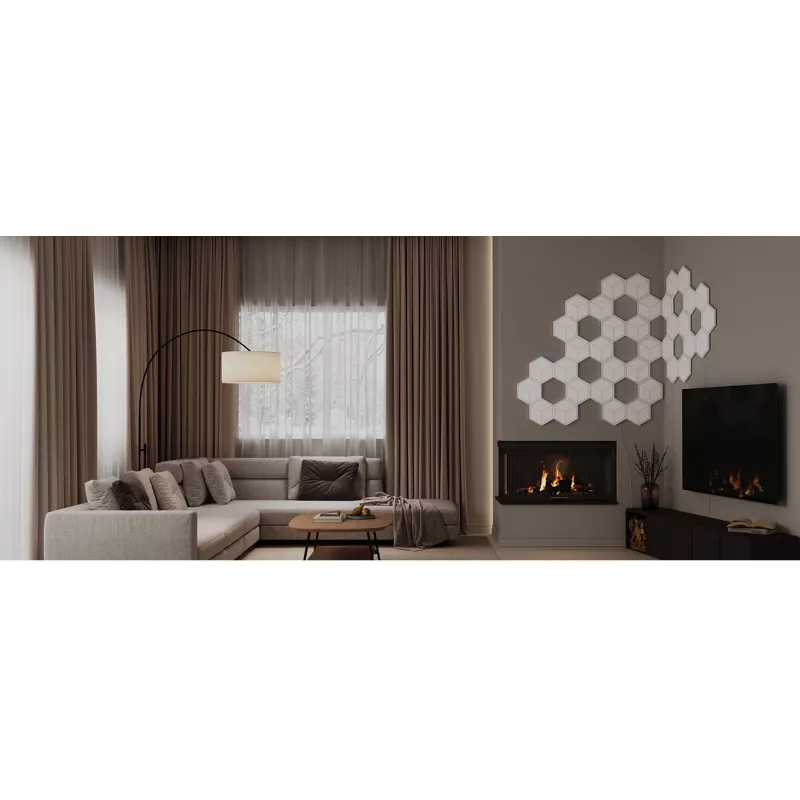 Smartes Wandleuchten-Set Govee Glide Hexagon Light Panels Ultra Erweiterungspack – Wi-Fi/Bluetooth, 36 V Eingang, grau