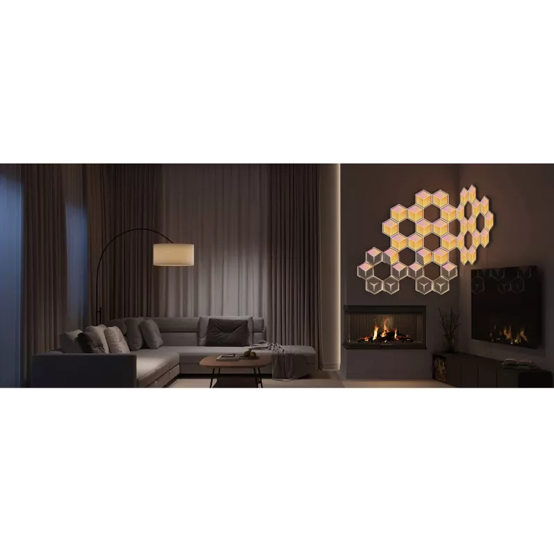 Smartes Wandleuchten-Set Govee Glide Hexagon Light Panels Ultra Erweiterungspack – Wi-Fi/Bluetooth, 36 V Eingang, grau