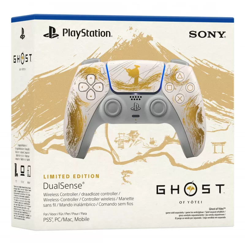 Sony DualSense Wireless Steuergerät - Ghost of Yōtei Gold Limited Edition Gold, Weiß Bluetooth/USB Gamepad Analog / Digital Android, MAC, PC, PlayStation 5, iOS