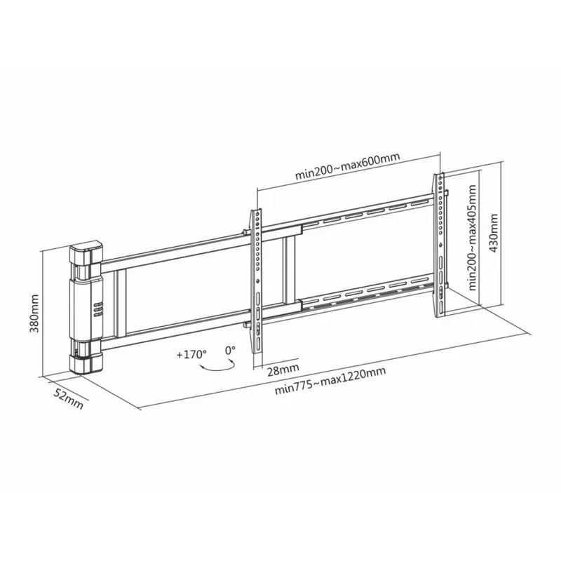 Multibrackets M Motorisierte Schwenkhalterung X-Large 50 kg 170° Schwarz