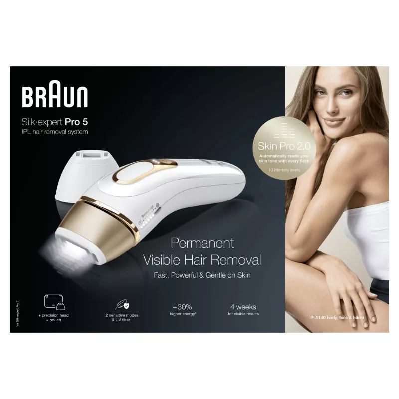 Braun Silk-expert Pro Silk·expert Pro 5 PL5140 Intense pulsed light (IPL) Gold, Weiß