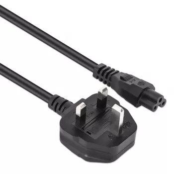 Manhattan Netzkabel, UK 3-poliger Stecker auf C5-Buchse (Kleeblatt/dreieckig), 1,8 m, 16 A, Kabel, lebenslange Garantie