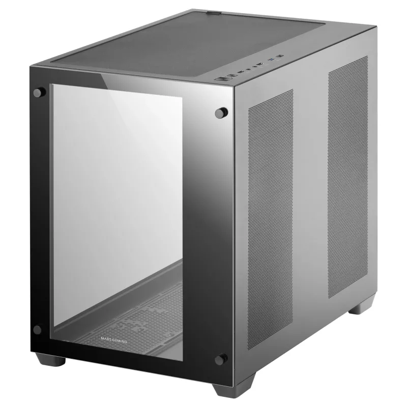 Mars Gaming MCV3 Schwarz Custom XXL E-ATX Gaming-Tower Front- und Seitenfenster aus gehärtetem Glas Doppelkammer-Modulrahmen