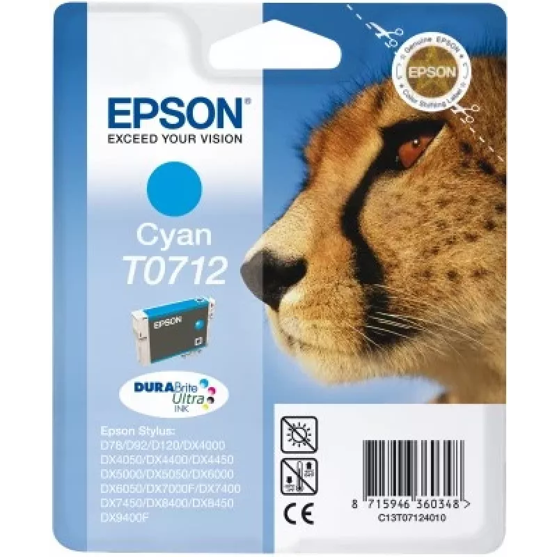Epson Cheetah Einzelpack Cyan T0712 DURABrite Ultra Tinte