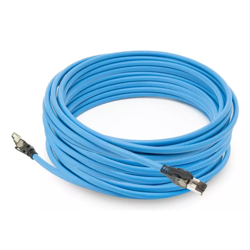 ACT Blau 30 Meter S/FTP CAT6A B2ca PoE++ 100W solides vorkonfektioniertes Installationskabel, RJ45 Stecker – Stecker