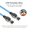 ACT Blue 65 Meter S/FTP CAT6A B2ca PoE++ 100W solides vorkonfektioniertes Installationskabel, RJ45 Stecker – Stecker