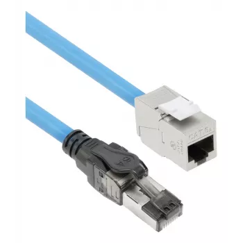 ACT Blau 60 Meter S/FTP CAT6A B2ca PoE++ 100W solides vorkonfektioniertes Installationskabel, RJ45 Stecker – Buchse