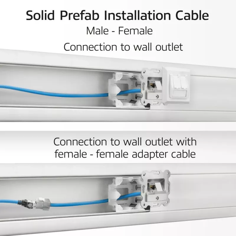 ACT Blau 65 Meter S/FTP CAT6A B2ca PoE++ 100W massives vorkonfektioniertes Installationskabel, RJ45 Stecker – Buchse