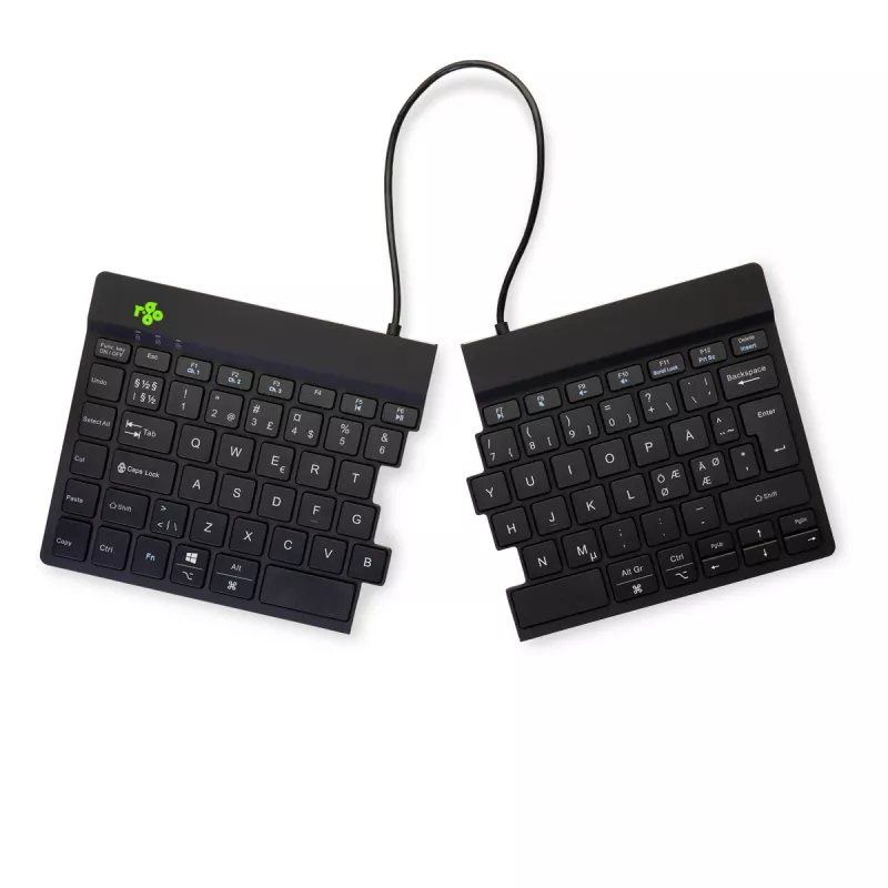 R-Go Tools Ergonomische Tastatur R-Go Split Break mit Pausensoftware, ergonomische geteilte Tastatur, QWERTY (NORDISCH), Bluetooth, schwarz