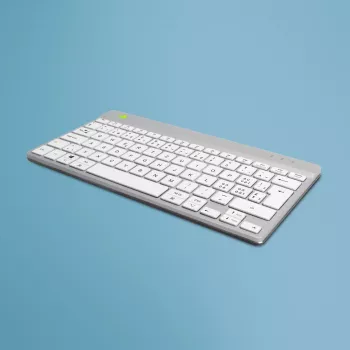 R-Go Tools Ergonomische Tastatur R-Go Compact Break, kompakte Tastatur mit Pausensoftware, QWERTZ (CH), Bluetooth, Weiß