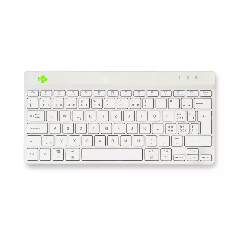 R-Go Tools Ergonomische Tastatur R-Go Compact Break, kompakte Tastatur mit Pausensoftware, QWERTZ (CH), Bluetooth, Weiß