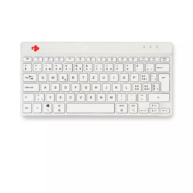R-Go Tools Ergonomische Tastatur R-Go Compact Break, kompakte Tastatur mit Pausensoftware, QWERTZ (CH), Bluetooth, Weiß