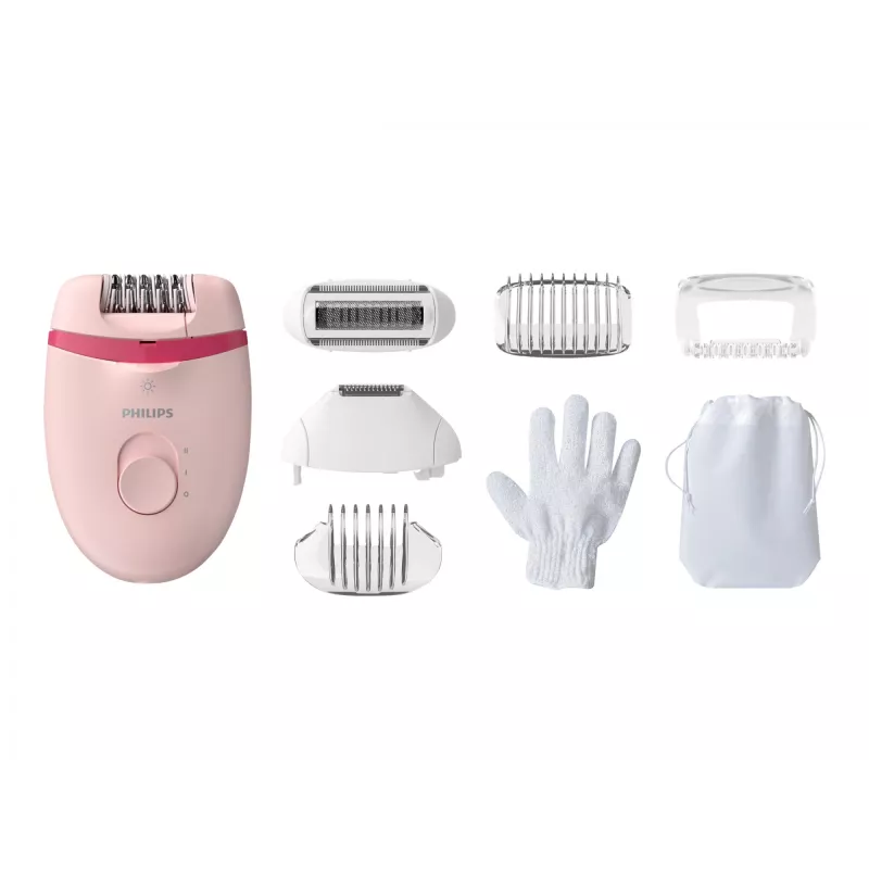 Philips Satinelle Essential BRE285/00 kabelgebundener Epilierer, weiß/rosa