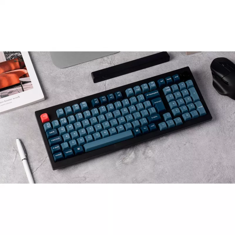 V5 Max, Gaming-Tastatur schwarz/blau-grau, DE-Layout, Gateron Jupiter Banana, Hot-Swap, RGB
