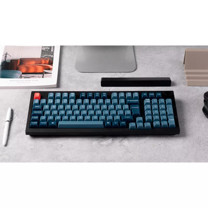 V5 Max, Gaming-Tastatur schwarz/blau-grau, DE-Layout, Gateron Jupiter Banana, Hot-Swap, RGB