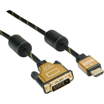 Roline Gold - Videokabel - Dual Link - HDMI / DVI - DVI-D (M) auf HDMI (M) - 5 m - geschirmt - Schwarz, Gold - 4K-Unterstützung