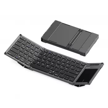 Inateck KB06101_STEEL GRAY Tastatur Home RF Wireless + Bluetooth QWERTZ English Schwarz