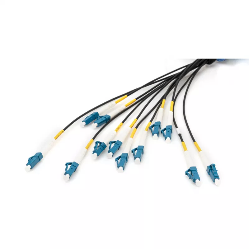 Digitus vormontiertes universelles Glasfaser-Breakout-Kabel, Singlemode OS2, 12 Fasern, LC/UPC - LC/UPC