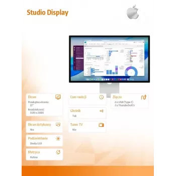 Monitor Apple Studio Display mit Nano-texture-Glas und neigungsverstellbarem Standfuß (MFF14RC/A)